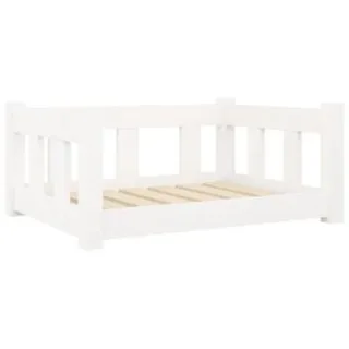 VidaXL Hundebett Massivholz Kiefer weiß/ beige 50,5 cm, 28 cm, 65,5 cm