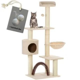 Rohrschneider Kratzbaum für Katzen mit Gratis-Beigabe, Katzenkratzbaum "Utah" beige