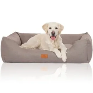 Knuffelwuff Hundebett Lotte aus Velours mit feinem Handwebcharakter hellgrau XXL