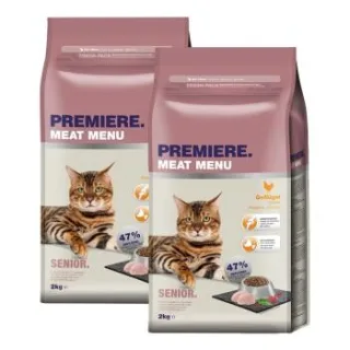 PREMIERE Meat Menu Trockenfutter Katze Senior Geflügel 2x2 kg