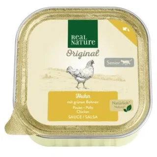 REAL NATURE Original Katze Nassfutter, Senior, Ragout, Huhn mit grünen Bohnen 16x100 g