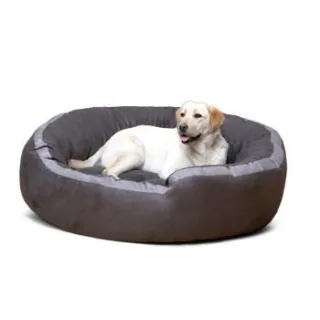 Tierlando LANA Hundebett Hundesofa M L XL Velours MEGA DICK SUPERWEICH schwarz/ graphit 80 cm, 25 cm, 70 cm