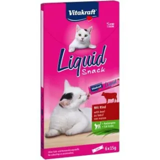 Vitakraft Cat Liquid-Snack Rind und Katzengras 66x15 g
