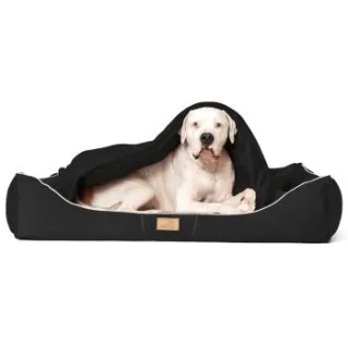Tierlando RUDOLPH - Orthopädisches Hundebett inkl. Schonbezug mit Hundedecke schwarz 1,1 m, 25 cm, 90 cm
