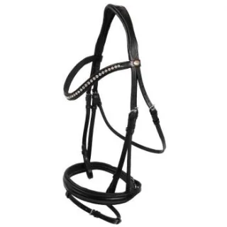 Hans Melzer Horse Equipment Hans Melzer Trense Wiesbaden schwarz/silberne Kristalle schwarz unterlegt Pony