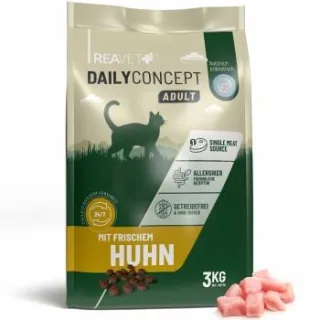 REAVET Katzentrockenfutter Dailyconcept – Mit frischem Huhn | 3kg (2x1,5kg)