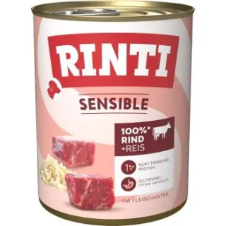RINTI Sensible Nassfutter Hund, Adult, Dose, Rind und Reis 12x800 g
