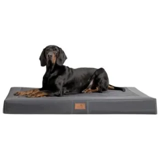 Tierlando ® OSCAR VISCO Orthopädische Hundematratze Kunstleder Velours Hundebett schwarz/ graphit 1,5 m, 11 cm, 1 m