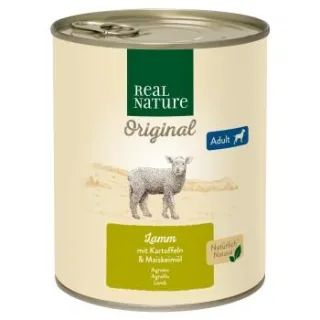 REAL NATURE Nassfutter Hund Adult Lamm mit Kartoffeln 12x800 g