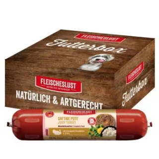 Fleischeslust Junior Saftige Pute Alleinfutter Wurst Hund 8x400g