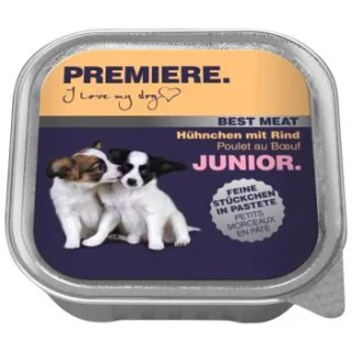 PREMIERE Best Meat Nassfutter Hund, Junior, Hühnchen und Rind 64x100 g