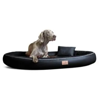 Tierlando GILBERT ORTHO Soft LATEX - Orthopädisches Hundebett aus Kunstleder schwarz 85 cm, 13 cm, 65 cm