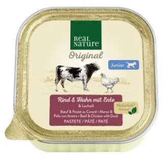 REAL NATURE Nassfutter Hund, Junior, Rind und Huhn mit Ente 17x100 g