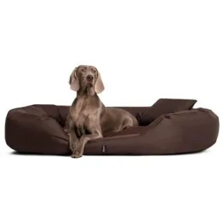Tierlando ® Orthopädisches Hundebett SAMMY | Robuster Polyester | Dicke Umrandung braun 1,4 m, 30 cm, 1,05 m