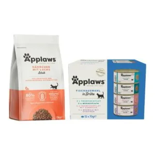 Applaws Adult Mischfütterung Applaws Adult Huhn mit Lachs 2kg + Multipack Adult 12x70g Fischauswahl