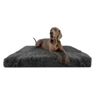 Tierlando PITT Shaggy ORTHO PLUS - Orthopädische Hundematratze schwarz/ graphit 1,5 m, 13 cm, 1 m