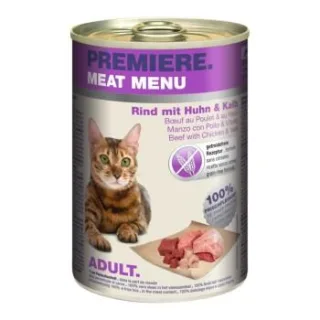 PREMIERE Meat Menu Nassfutter Katze Adult Rind mit Kalb und Huhn 24x400 g