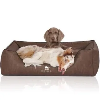Knuffelwuff Orthopädisches Hundebett Rockland aus Kunstleder braun XXL