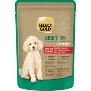 SELECT GOLD Nassfutter Hund Sensitive Adult Rind mit Kartoffel 48x100 g