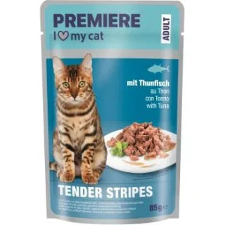 PREMIERE Tender Stripes Nassfutter Katze Adult Thunfisch 112x85 g