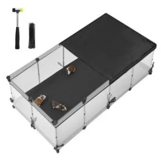 SONGMICS Kleintiergehege käfig mit Atmungsaktives Gewebe oben 1,44 m, 74 cm, 47 cm