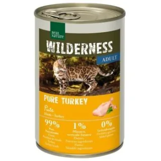 REAL NATURE WILDERNESS Nassfutter Katze, Adult, Pure Turkey, Pute 24x400 g