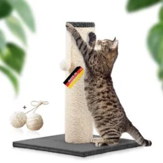 Rohrschneider ® Kratzbaum XL, extra dicke Kratzsäule Ø 12 cm, mit Spielzeug, Bodenplatte mit Cordbezug dunkelgrau 40 cm, 40 cm, 54 cm
