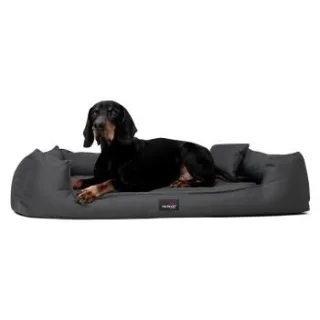 Tierlando GOOFY - Orthopädisches Hundebett aus Polyester inkl. Matratzenschoner schwarz/ graphit 90 cm, 22 cm, 75 cm