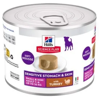 Hill's Science Plan Nassfutter Hund, Sensitive Stomach & Skin, Small & Mini Adult, mit Truthahn 12x200 g