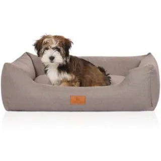 Knuffelwuff Hundebett Lotte aus Velours mit feinem Handwebcharakter hellgrau S