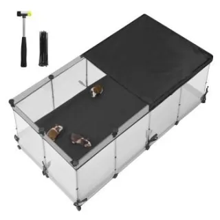SONGMICS Kleintiergehege käfig mit Atmungsaktives Gewebe oben 1,44 m, 74 cm, 57 cm