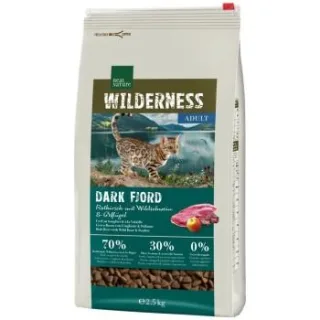 REAL NATURE WILDERNESS Trockenfutter Katze, Adult, Dark Fjord, Rothirsch, Wildschwein & Geflügel 2,5 kg