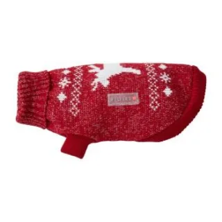 Wolters Strickpullover Elch mit Glitzer Hundezubehör rot/ silber 25 cm