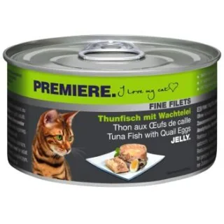 PREMIERE Fine Filets Nassfutter Katze Adult Jelly Thunfisch mit Wachtelei 48x100 g