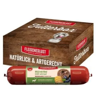 Fleischeslust Nassfutter Hund Wurst Rind und Wild 6x800 g