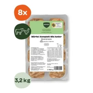 BARFER'S Würfel: Komplett-Mix Junior Rind & Huhn 8x400 g
