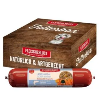 Fleischeslust Nassfutter Hund Wurst Lachs und Rind 6x800 g