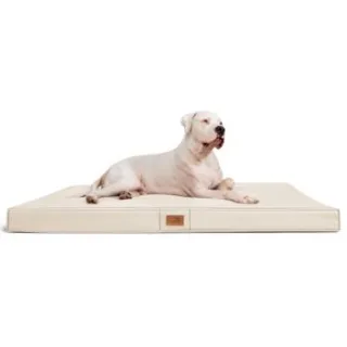 Tierlando OSCAR VISCO - Orthopädische Hundematte Matratze aus Kunstleder creme 1,2 m, 11 cm, 90 cm