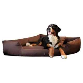 Tierlando ® TRIVIA | Orthopädisches Eckhundebett Polyester Hundebett Dreieckbett braun 1,2 m, 25 cm, 1,2 m