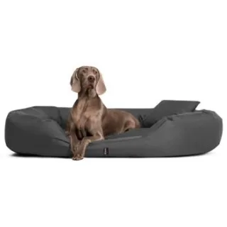 Tierlando ® Orthopädisches Hundebett SAMMY | Robuster Polyester | Dicke Umrandung schwarz/ graphit 1,4 m, 30 cm, 1,05 m