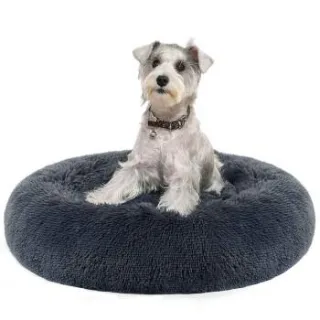 FEANDREA Hundebett, Donut Kissen, waschbar, herausnehmbar, langer Plüsch, L-XXXL schiefergrau L