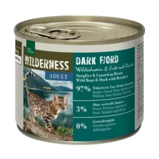REAL NATURE WILDERNESS Nassfutter Katze, Adult, Dark Fjord, Wildschwein mit Ente und Rentier 12x200 g