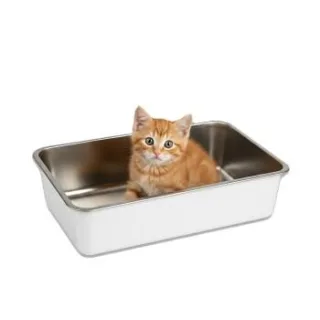 Lucky-Kitty Katzentoilette Kitten Edelstahl Weiss mattiert