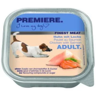 PREMIERE Finest Meat Nassfutter Hund, Adult, Huhn mit Lachs 20x150 g