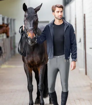 Herren Reithose Micro Sport Silikon Bundfalte