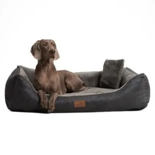 Tierlando FLOYD - Ultraweiches orthopädisches Hundebett High-Tech-Velours und Plüsch VISCO braun 1,5 m, 25 cm, 1 m