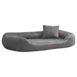 Tierlando MARLON VISCO PLUS Velours - Orthopädisches Hundebett grau/ grau 1 m, 30 cm, 85 cm