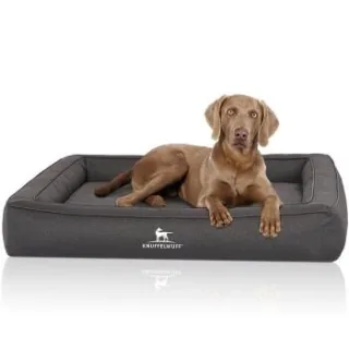 Knuffelwuff Orthopädisches Hundebett aus Velours mit Handwebcharakter Yukon