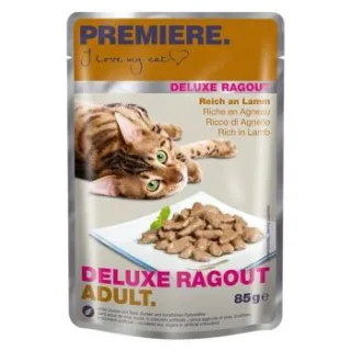 PREMIERE Deluxe Ragout Nassfutter Katze Adult Reich an Lamm 44x85 g