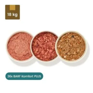 haustierkost.de BARF Komfort PLUS Frostfutter Menü 18 kg - Huhn, Lachs & Rind Barffutter für Hunde